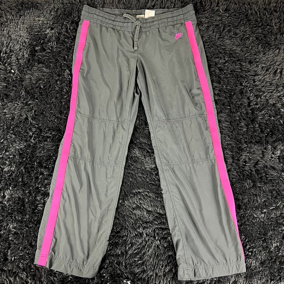 nike track pants dark gray with pink stripe size large - Picture 2 of 5